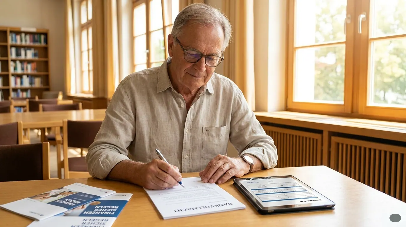 Symbolbild zu „Bankvollmacht: So sparen Sie bis zu 150 Euro Notargebühren" — KI-generiert.