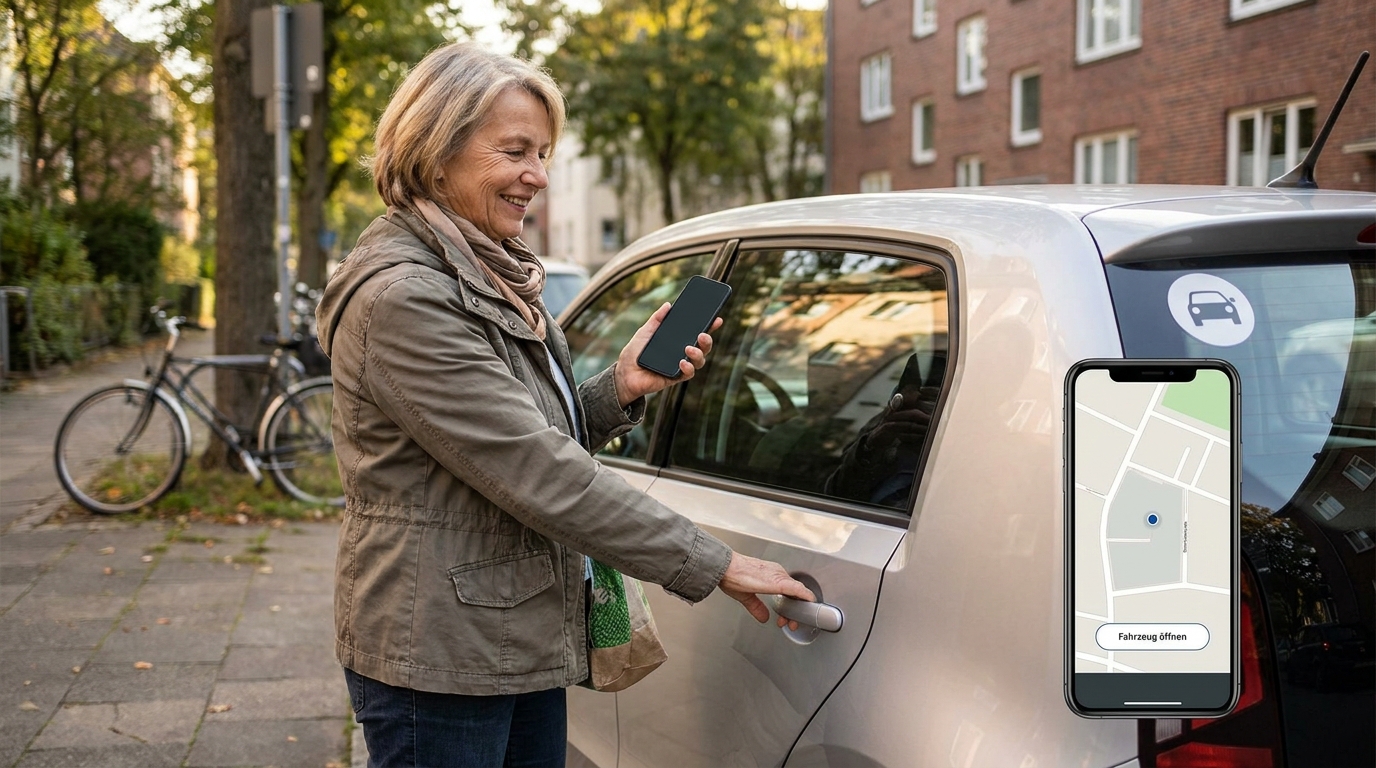 Symbolbild zu „Carsharing für Senioren: So sparen Sie über 1.500 Euro ohne eigenes Auto" — KI-generiert.